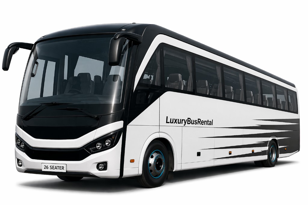 26 seater AC bus rental India — affordable bus hire for corporate travel