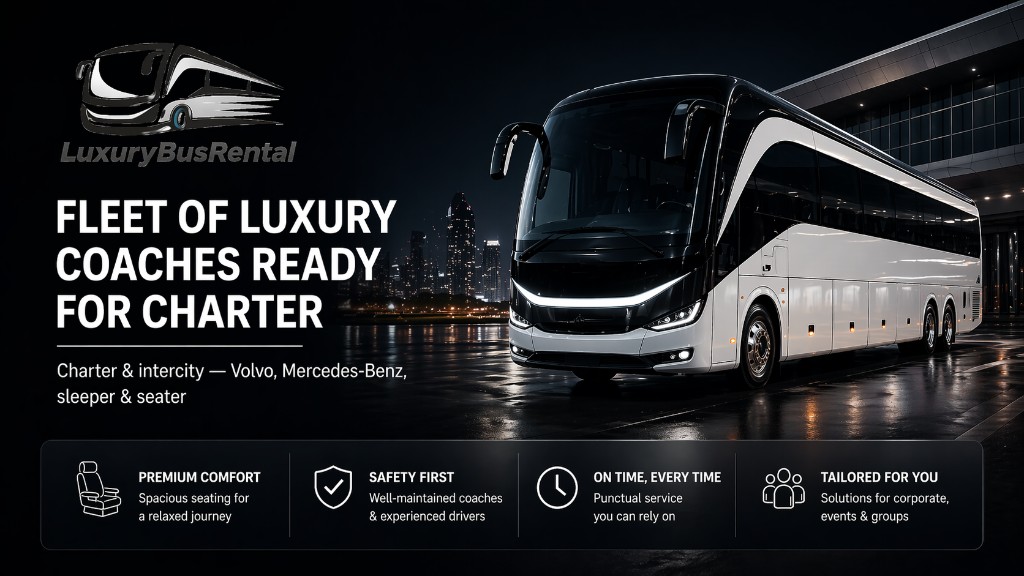 Fleet of luxury coaches ready for charter