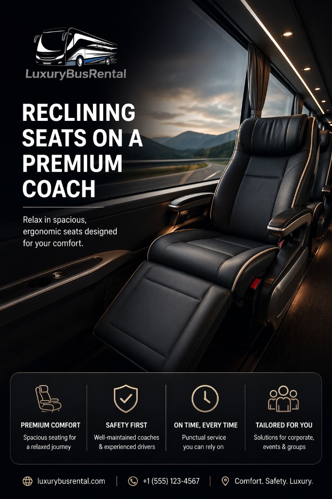 Reclining seats on a premium coach
